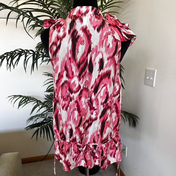 Ann Taylor Loft Sleeveless 100% Silk Blouse pink and white size Medium - Picture 2 of 8